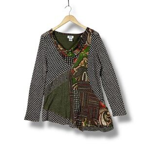 Monroe And Maine Patchwork Tunic Top Womens L Knit Bohemian Cottagecore Fairy